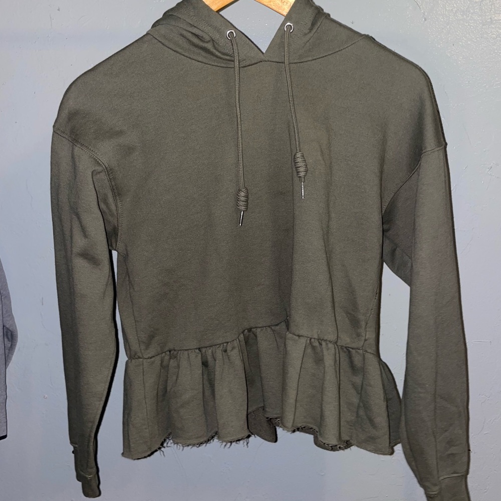 ARMY GREEN HOODIE BLOUSE